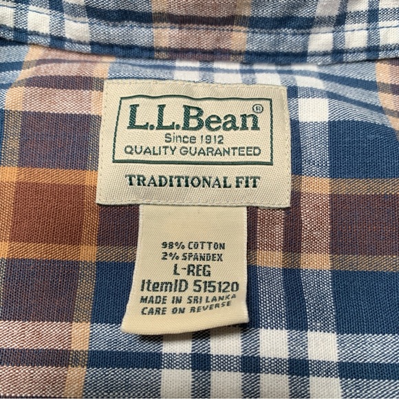 LL Bean Shirt Mens Large Brown Long Sleeve Button Down Traditional Fit Plaid - Picture 8 of 11